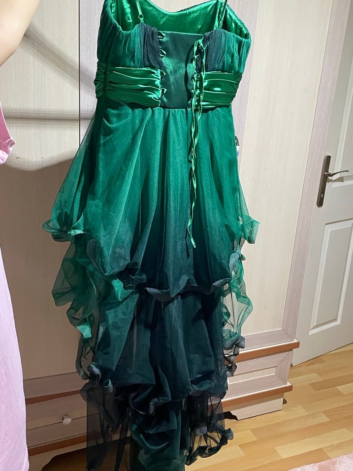 Yeşil Drapeli Uzun Abiye Elbise - Görsel 3