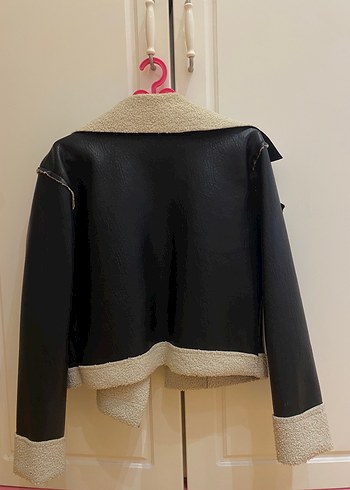 Kürklü Siyah Deri Kadın Ceket - Görsel 3