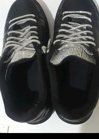 Siyah Platform Topuklu Kadın Spor Ayakkabı - Görsel 3