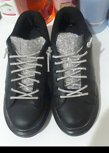 Siyah Platform Topuklu Kadın Spor Ayakkabı - Görsel 2