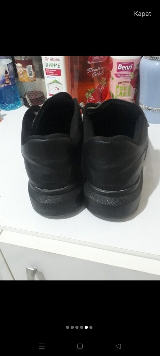 Siyah Platform Topuklu Kadın Spor Ayakkabı - Görsel 4