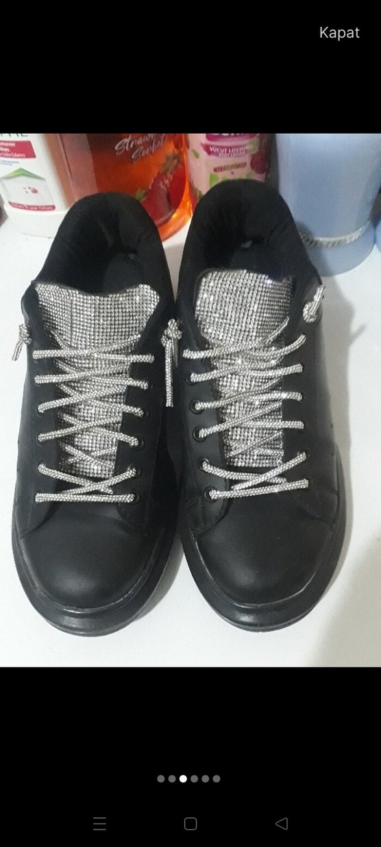 Siyah Platform Topuklu Kadın Spor Ayakkabı - Görsel 2