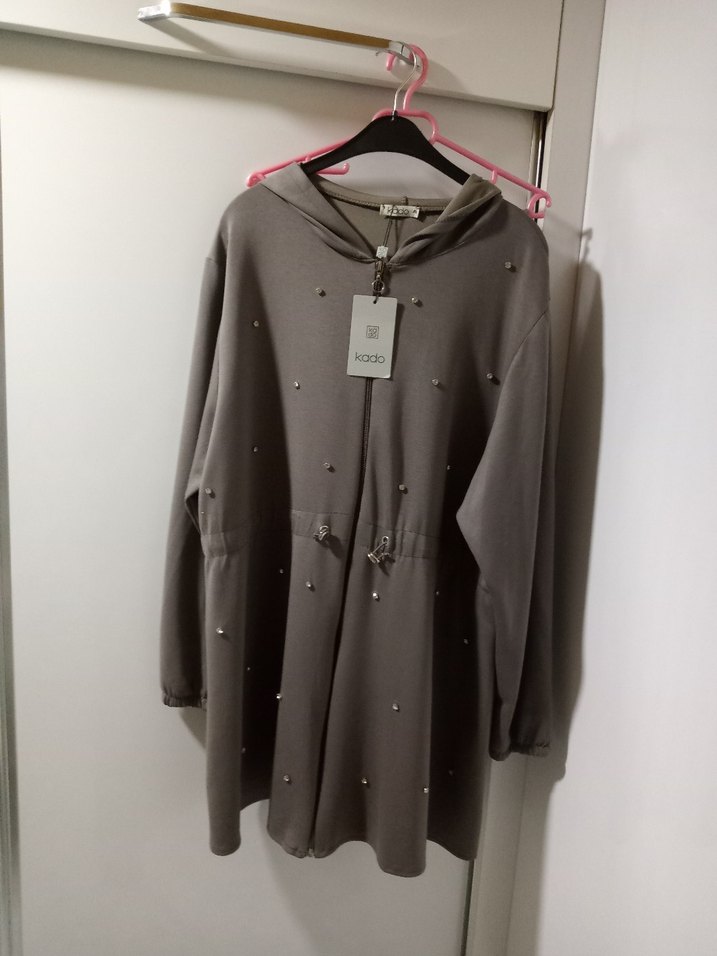 Boncuk İşlemeli  açık kahve Kadın Uzun Takım - Görsel 2