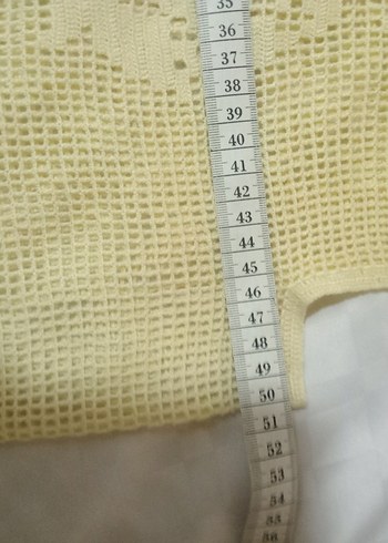 Beyaz Örgü Kadın Yelek V Yakalı - Görsel 5