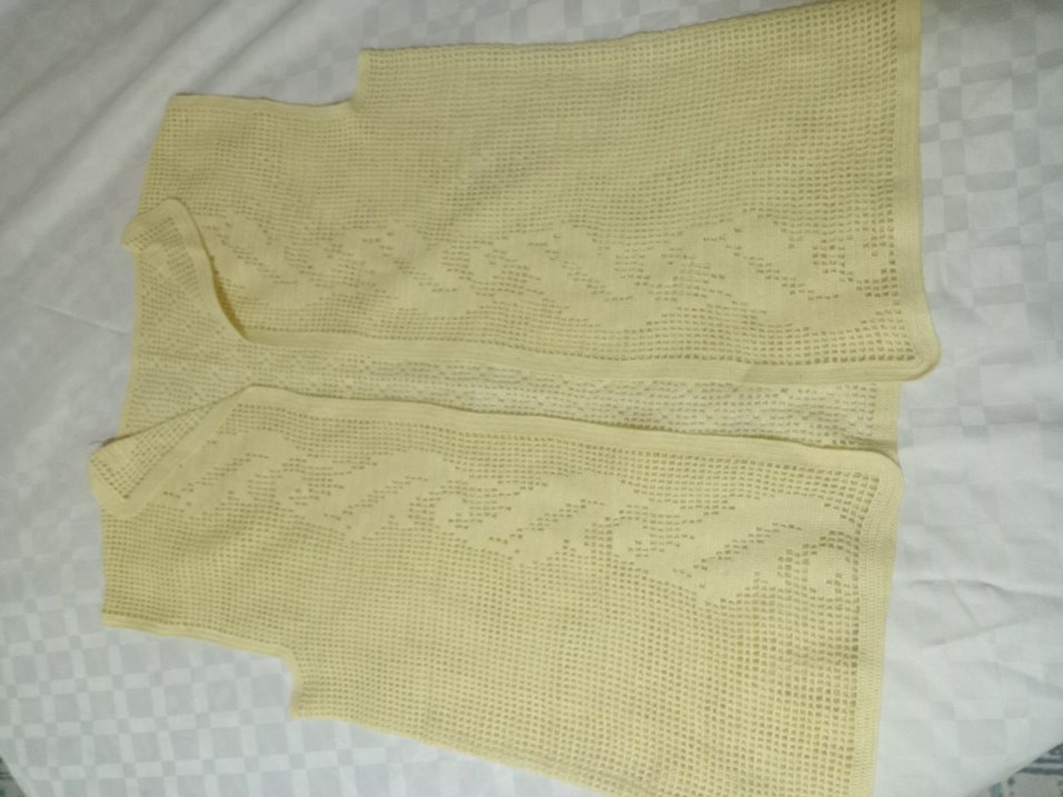 Beyaz Örgü Kadın Yelek V Yakalı - Görsel 4