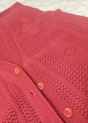 Kırmızı V Yaka Örgü Kadın Yelek - Görsel 2