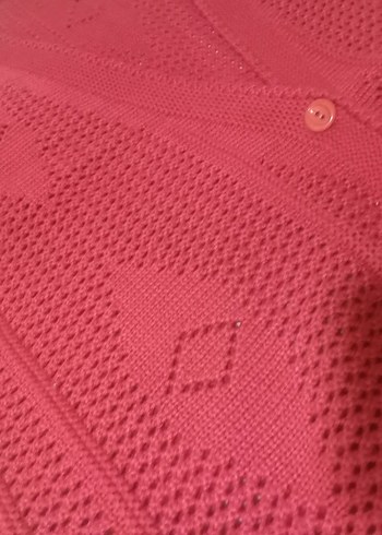 Kırmızı V Yaka Örgü Kadın Yelek - Görsel 3