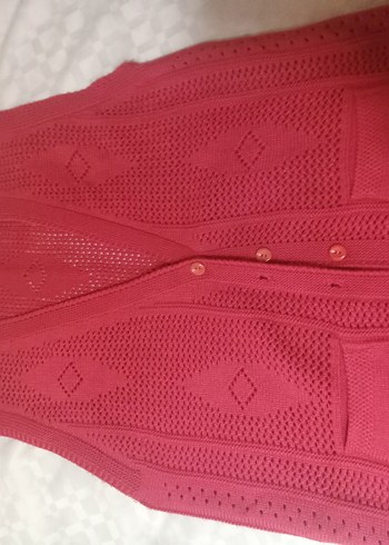 Kırmızı V Yaka Örgü Kadın Yelek - Görsel 4