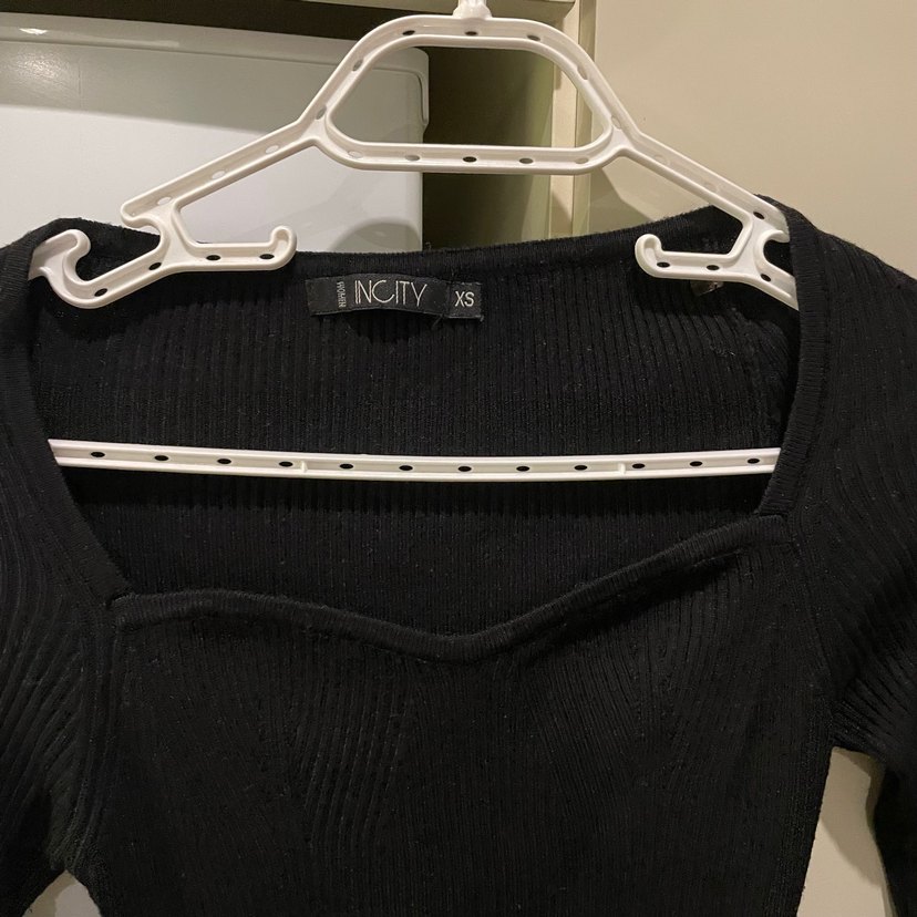 Siyah V Yaka İnce Triko Kadın Kazak - Görsel 2