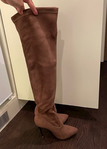 Kadın Kahverengi Süet Topuklu Bot - Görsel 2