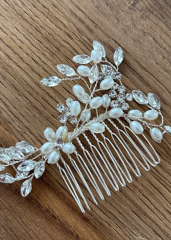 Beyaz Boncuklu Bohem Saç Tarağı - Görsel 2