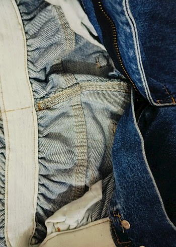 26 Beden mavi Renk Mavi Bol Kesim Kemerli Midi Kot Pantolon