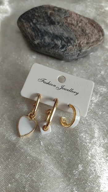Accessorize Kalpli 3'lü çelik küpe seti