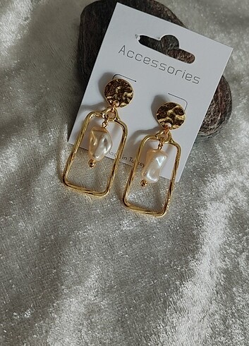 Accessorize Tasarım Altın Rengi İncili Küpe