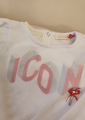 BG Store Kız Çocuk Beyaz Baskılı Bağlamalı Tişört