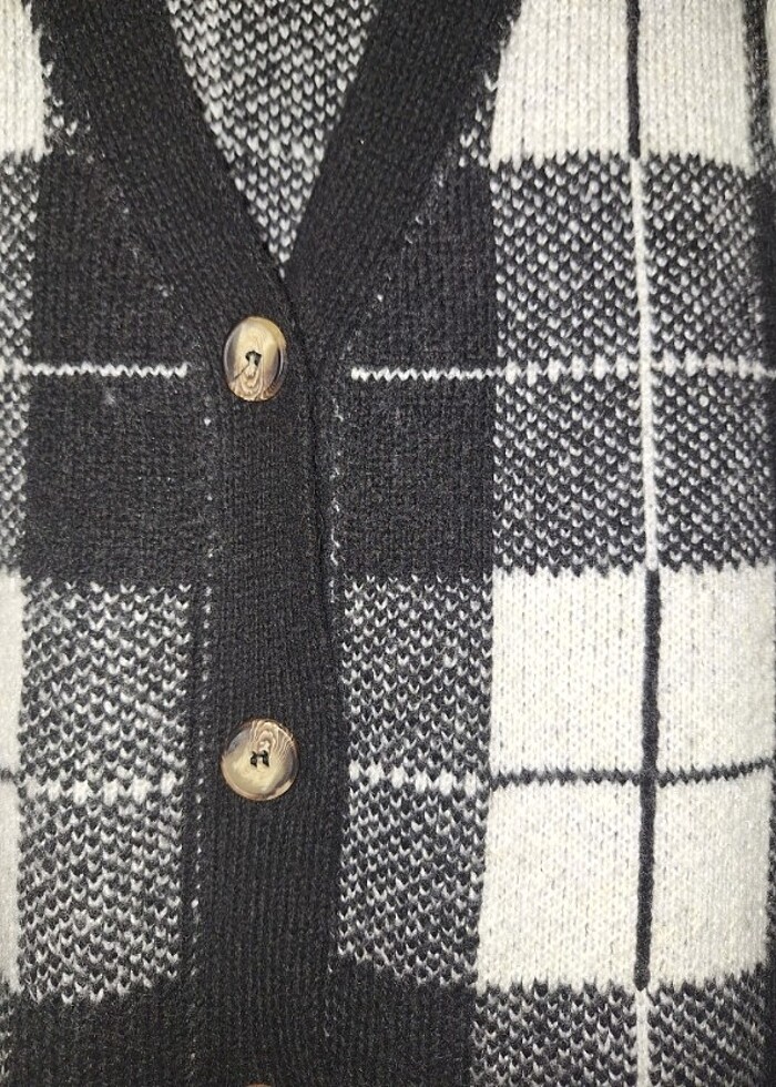 Ekose kadın yün ceket - Görsel 2