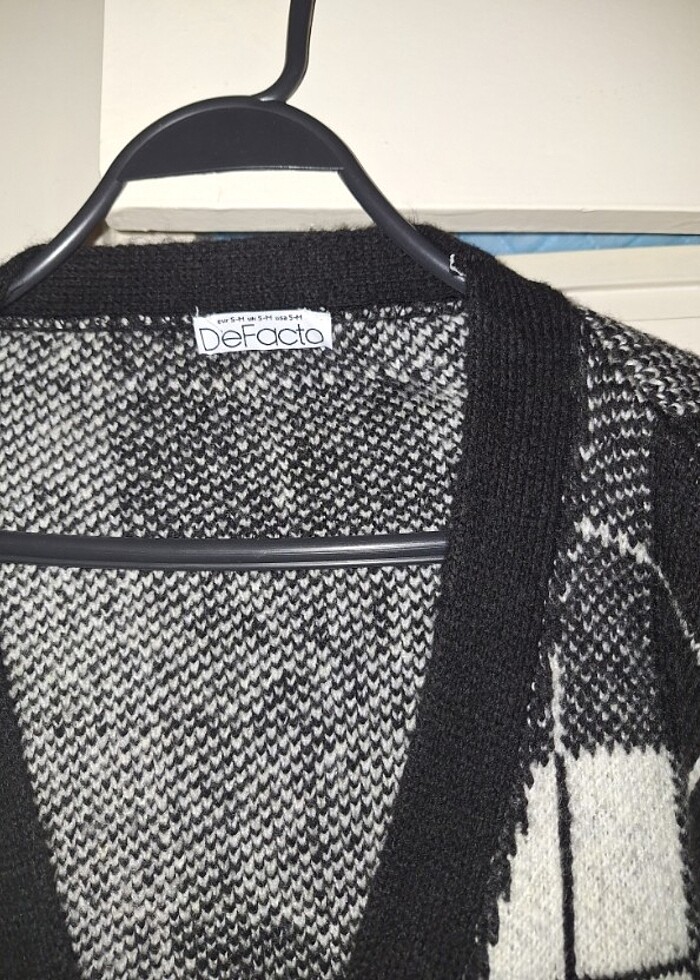 Ekose kadın yün ceket - Görsel 3