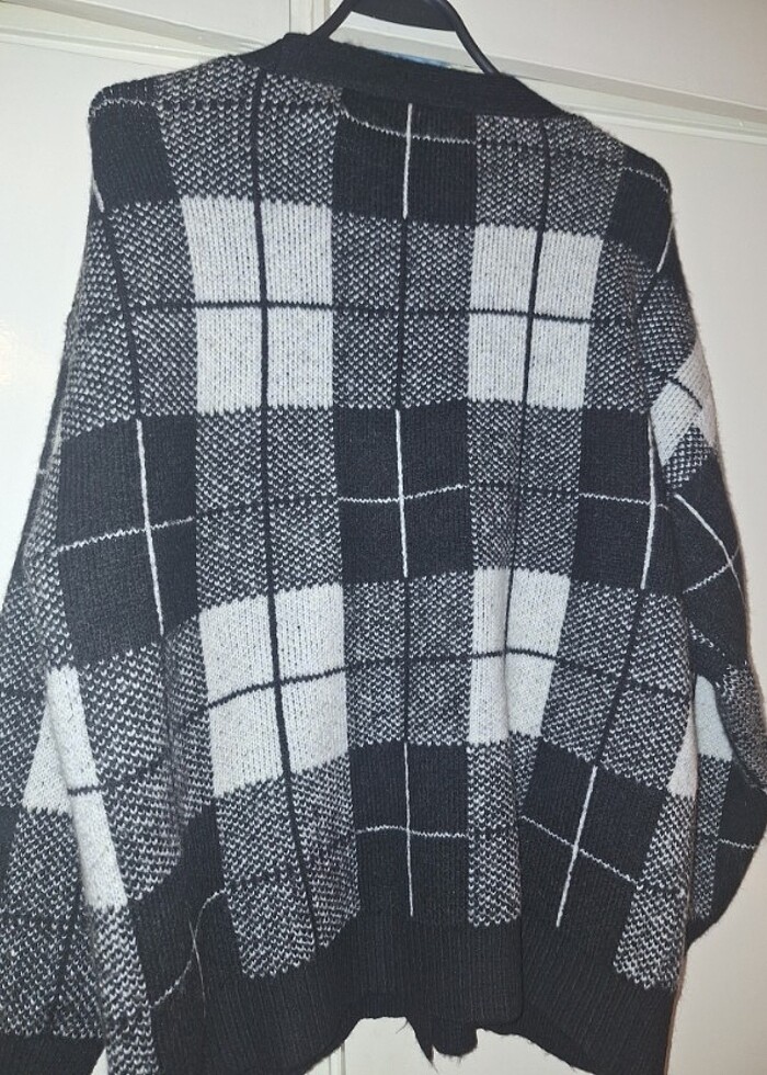 Ekose kadın yün ceket - Görsel 4