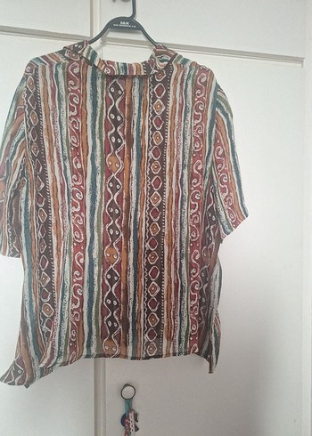 Etnik Desen Görünümlü Vintage Gömlek - Görsel 2