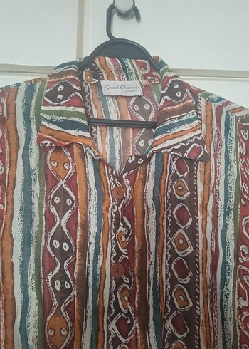 Etnik Desen Görünümlü Vintage Gömlek - Görsel 3