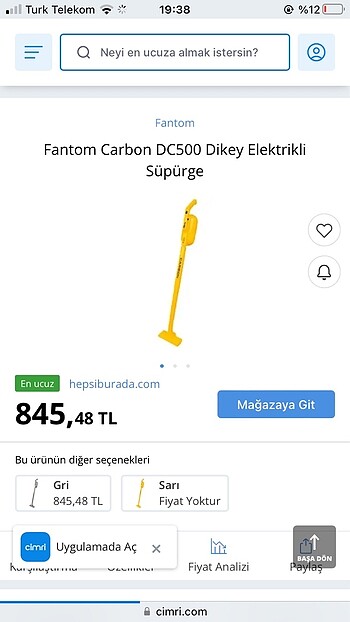 fantom dik süpürge 500w