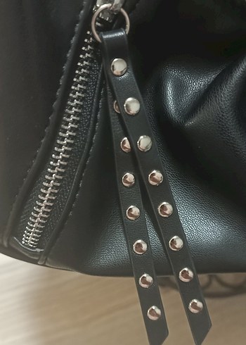 Zincir Detaylı Siyah Gotik Deri Kadın Çanta - Görsel 5