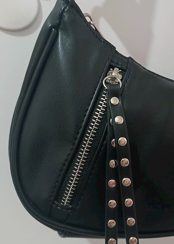 Zincir Detaylı Siyah Gotik Deri Kadın Çanta - Görsel 10