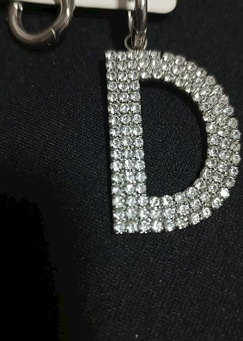 Parlak Taşlı Siyah 'D' Harfi kadın kolye - Görsel 3