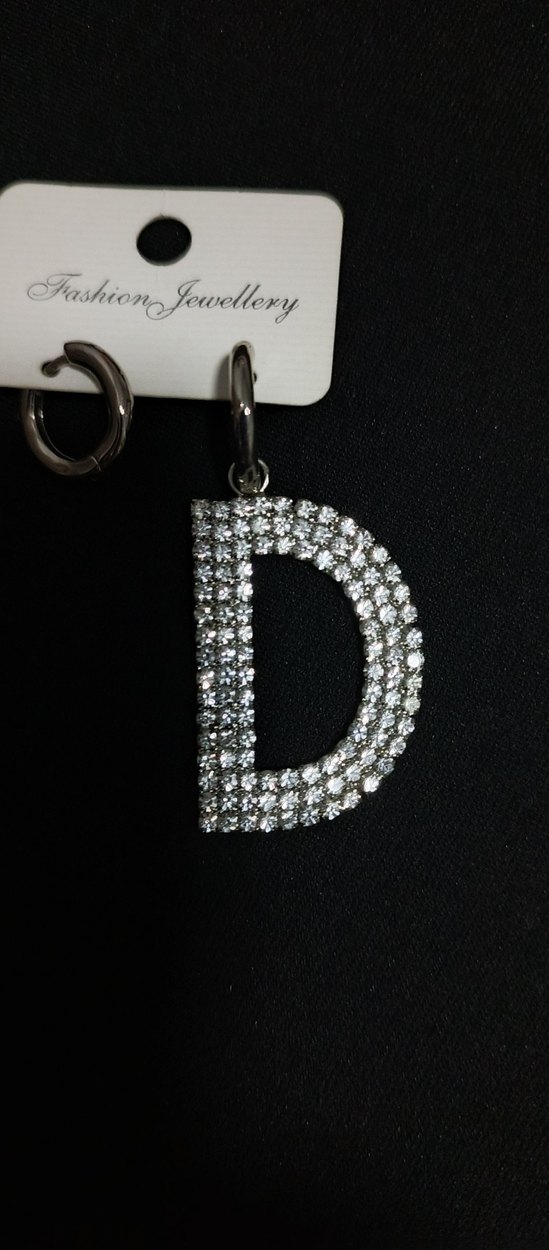 Parlak Taşlı Siyah 'D' Harfi kadın kolye - Görsel 2