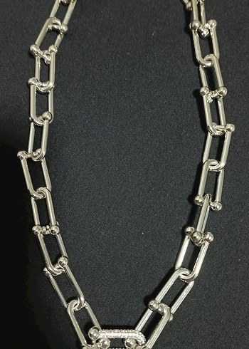 Gri Zincir Detaylı Taşlı Kadın Kolye - Görsel 2