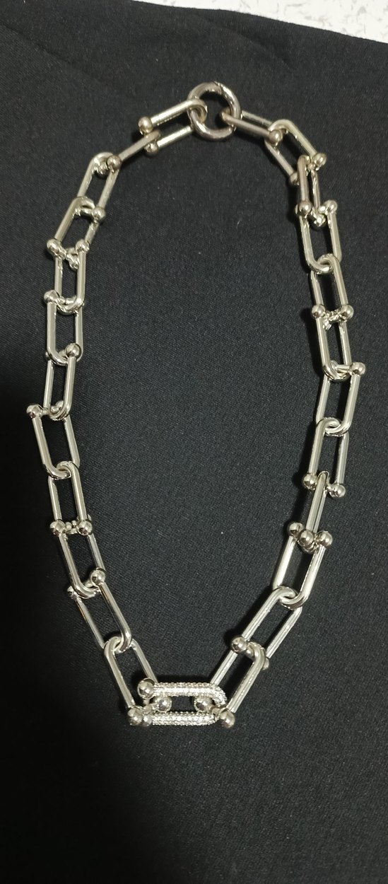 Gri Zincir Detaylı Taşlı Kadın Kolye - Görsel 2