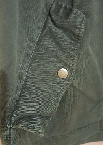 Payet İşlemeli Kapüşonlu Uzun Yeşil Kadın Kaban (büyük beden m) - Görsel 4