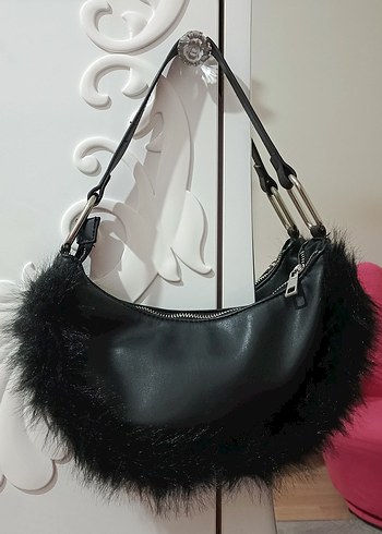 Siyah Kürklü Deri Çanta - Görsel 6