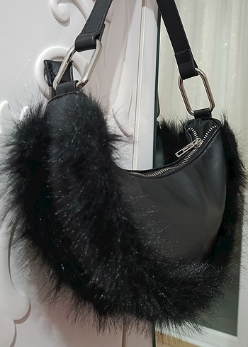 Siyah Kürklü Deri Çanta - Görsel 5