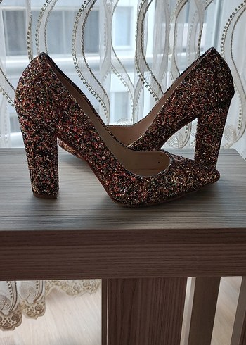 Renkli Simli Stiletto Topuklu Kadın Abiye Ayakkabı - Görsel 5