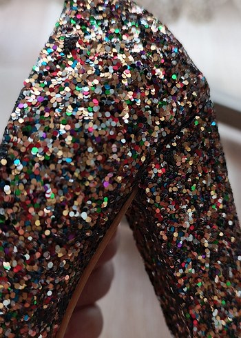 Renkli Simli Stiletto Topuklu Kadın Abiye Ayakkabı - Görsel 4