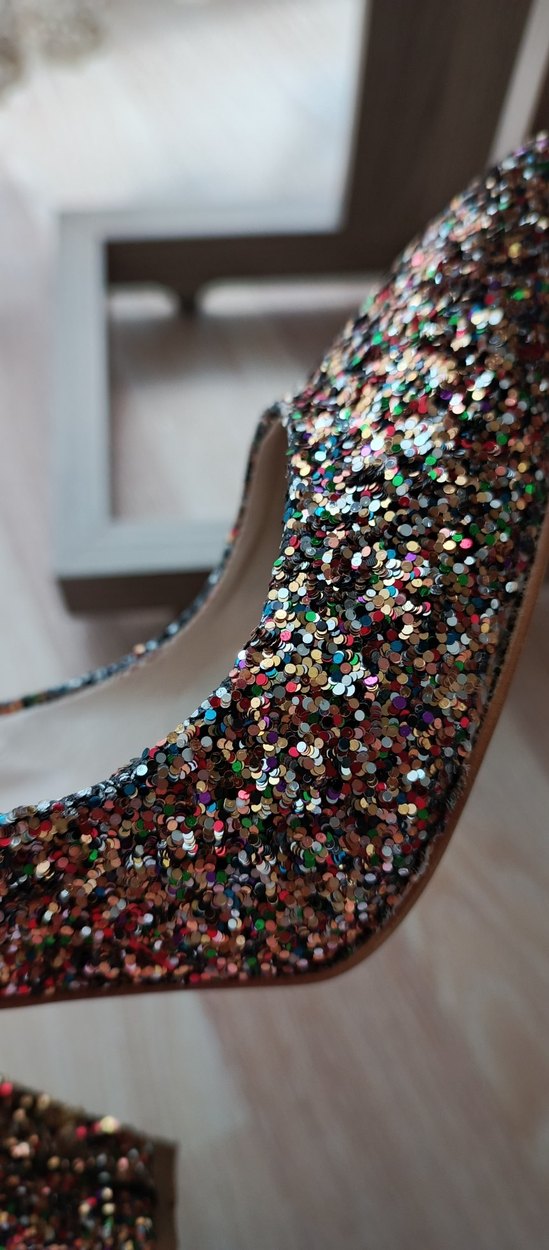 Renkli Simli Stiletto Topuklu Kadın Abiye Ayakkabı - Görsel 2