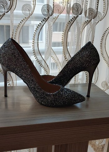 Gri Simli Yılan Desenli Stiletto - Görsel 6