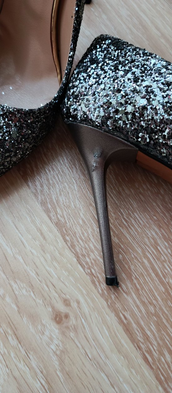 Gri Simli Yılan Desenli Stiletto - Görsel 3