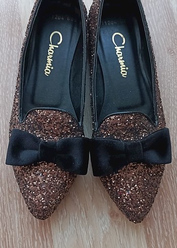 Kahverengi Yılan Desenli Fiyonklu Kadın Babet - Görsel 2