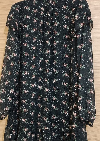 Çiçek Desenli Uzun Kollu Kadın Elbise - Görsel 3