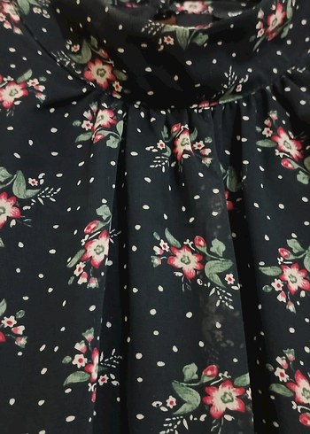 Çiçek Desenli Uzun Kollu Kadın Elbise - Görsel 2