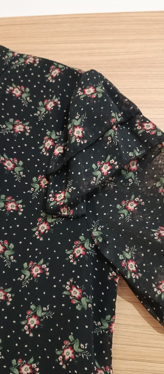 Çiçek Desenli Uzun Kollu Kadın Elbise - Görsel 4