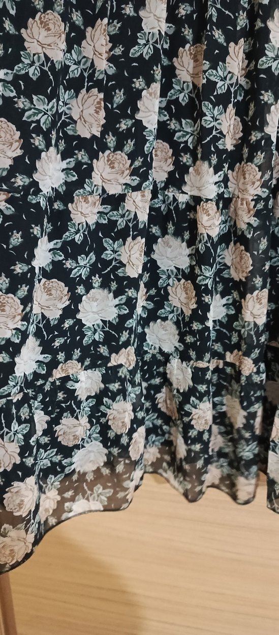 Uzun Kollu  Düğmeli Çiçek Desenli Elbise - Görsel 5