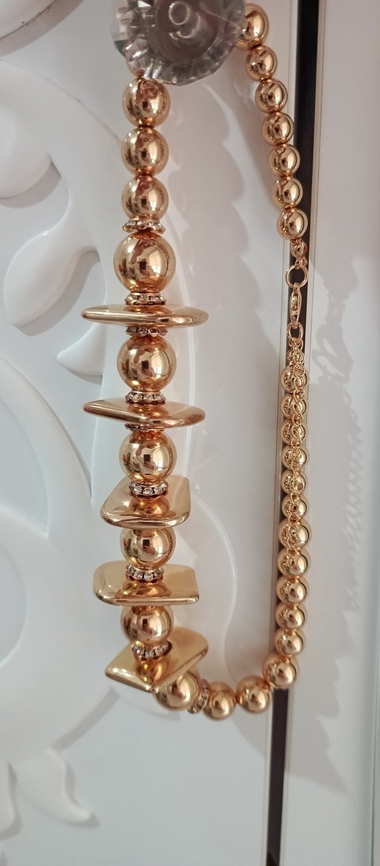 Zincir Detaylı Uzun Gold Kadın Kolye - Görsel 5