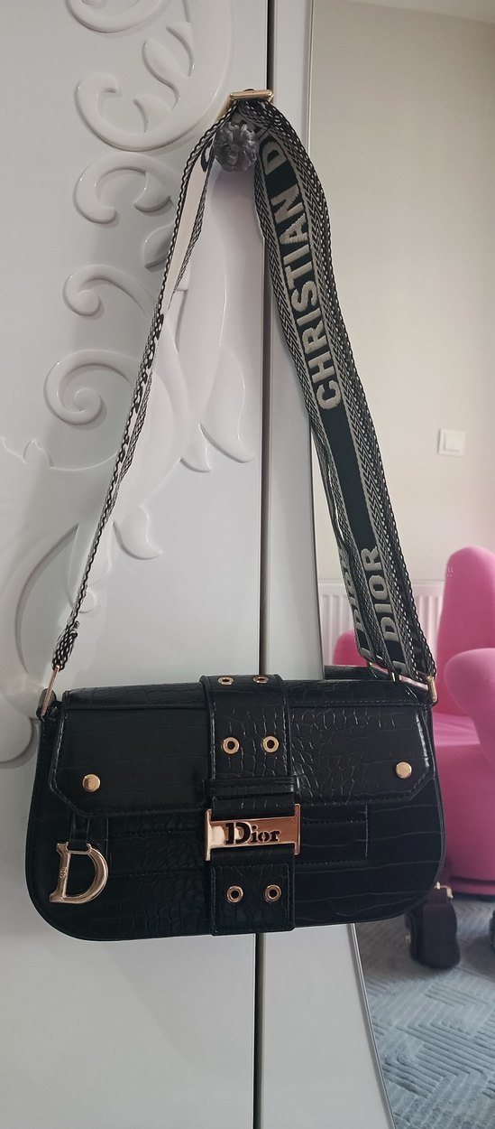 Siyah Deri Tokalı Kadın Çanta - Görsel 2