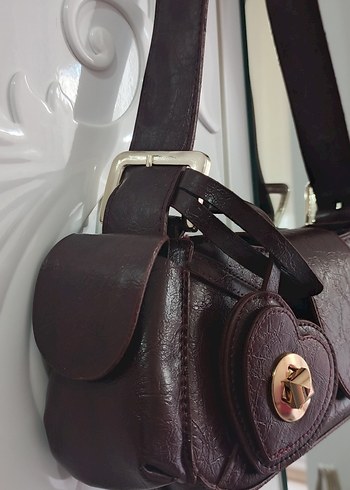 Koyu Bordo  Deri Tokalı Kadın Çanta - Görsel 4