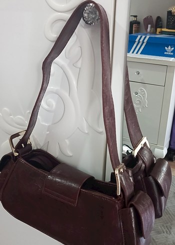 Koyu Bordo  Deri Tokalı Kadın Çanta - Görsel 7