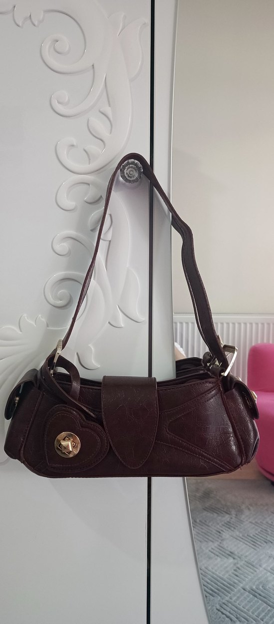 Koyu Bordo  Deri Tokalı Kadın Çanta - Görsel 3