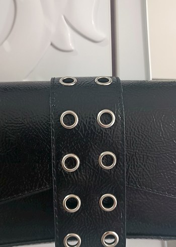 Siyah Deri  Tokalı Kadın Çanta - Görsel 2
